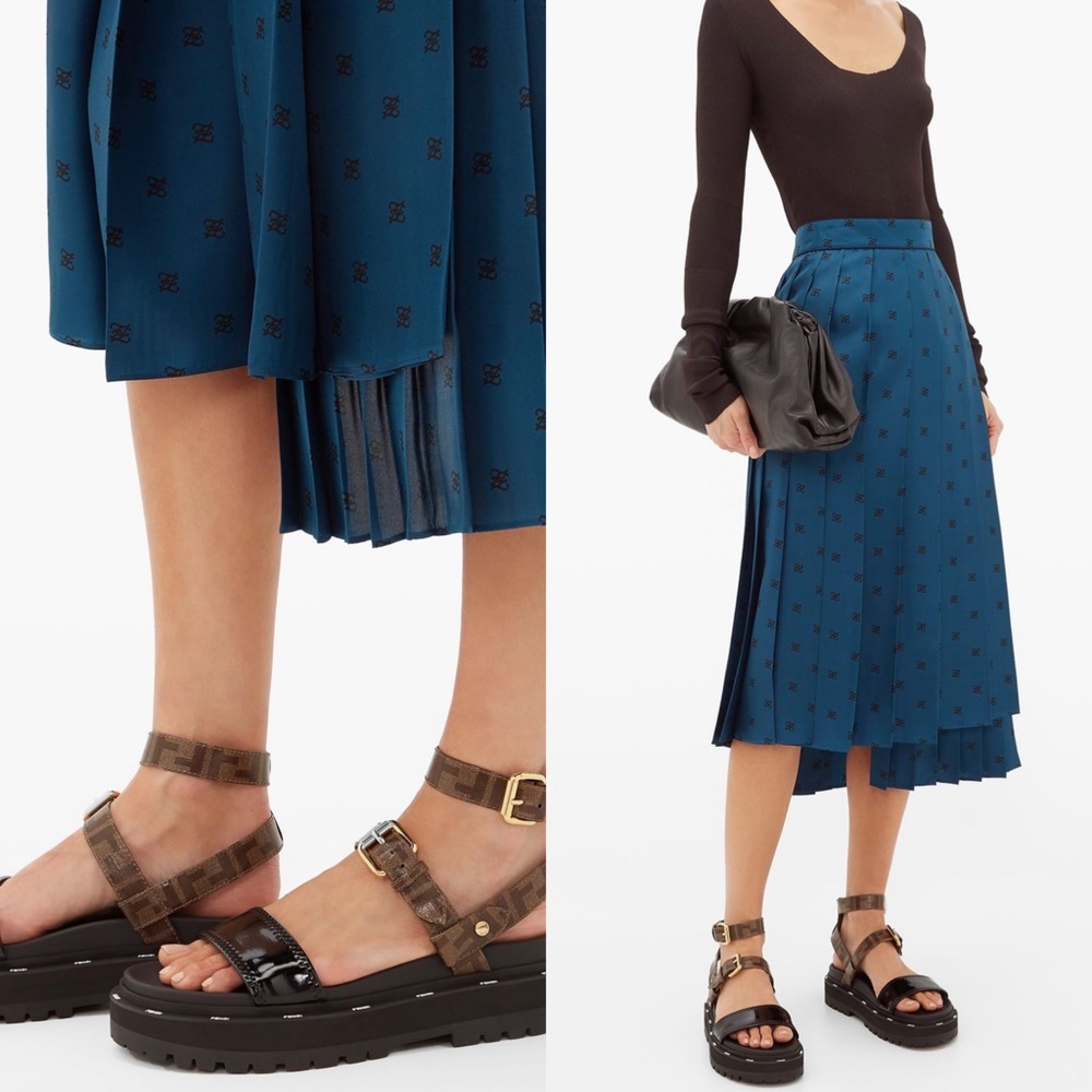 Fendi FF Logo Chunky Platform Leather Sandals Authentic - Picture 2 of 9